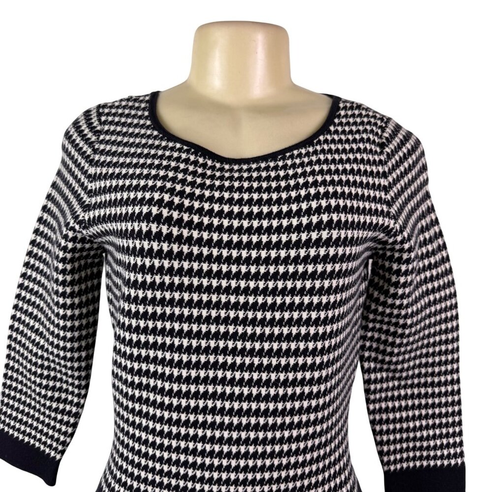 Lauren Ralph Lauren Womens Black & White Houndstooth Pleated Dress Sz M - Picture 6 of 10